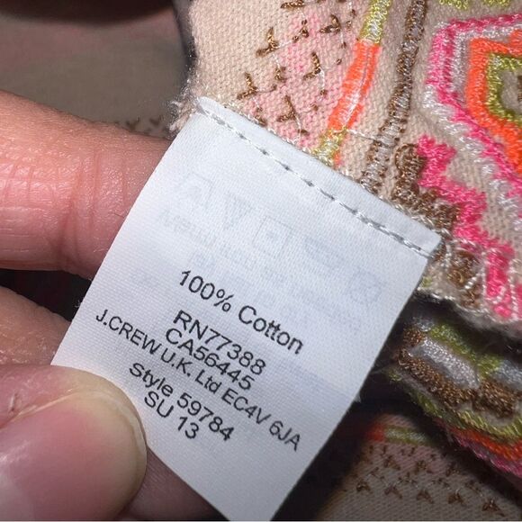 J. Crew Stitchwork Stripe Top Pink Neon Embroidered 3/4 Sleeve Top Size M NWOT - Picture 6 of 9